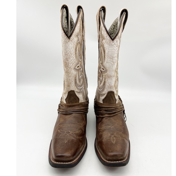 Laredo Myra White Brown Leather Boots. Size 6.5 - Picture 2 of 10